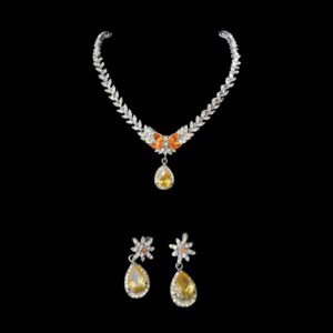 gold citrine crystal necklace set house of hendrik
