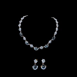 blue crystal flower drop necklace set house of hendrik