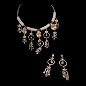 champagne dangle statement necklace set house of hendrik