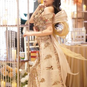 cheongsam gold motif bunga dan burung 1