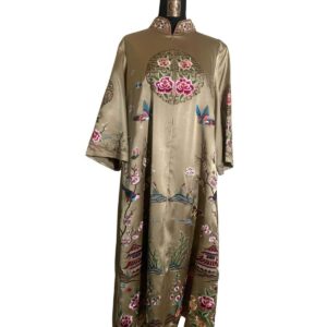 cheongsam mama gold motif burung bunga rumah