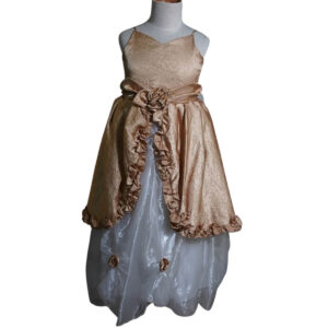 dress anak coklat putih bunga perut organza rok pesta