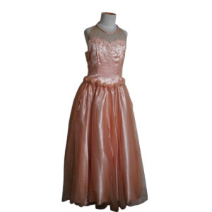 dress anak orange payet broklat dada bunga pinggang tile gliter pesta