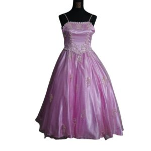 dress anak pink broklat payet dada rok tile gliter full pesta