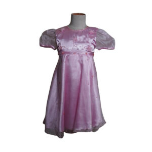 dress anak pink payet bunga leher dada couple pesta