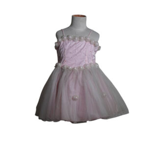 dress anak soft pink tile bunga payet dada pinggang pesta