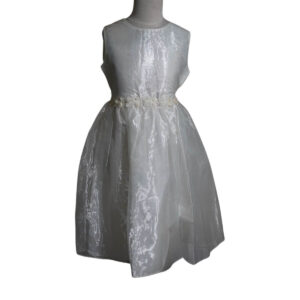 dress anak tutu putih organza bunga sabuk pinggang pesta