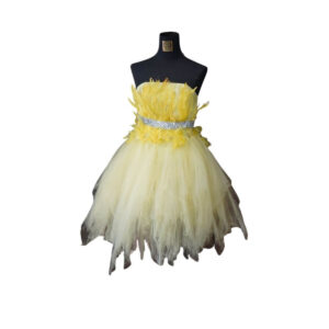 dress bulu bulu pendek rumbai rok payet pinggang pilihan kuning pesta presweet remaja