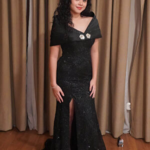 dress hitam full payet belahan paha pesta remaja