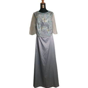 dress mama abu abu broklat dada payet leher pesta