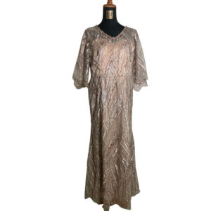 dress mama coklat payet broklat full gaun pesta