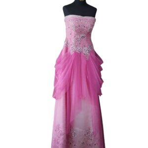 dress pink full payet broklat dada tile bawah pesta remaja