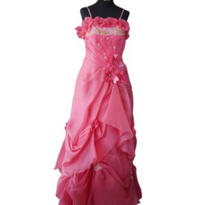 dress pink fusia bunga bunga dada pernik pesta remaja