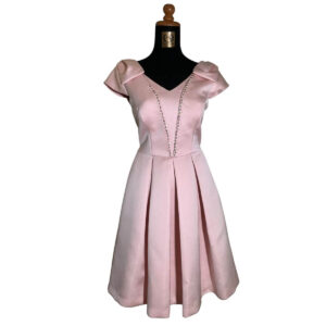 dress pink simpel pendek payet dada pesta remaja
