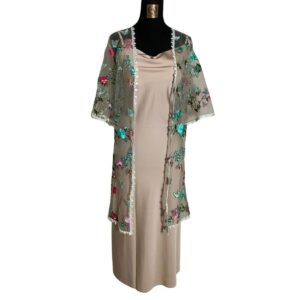 dress remaja outer tile bunga abu pesta