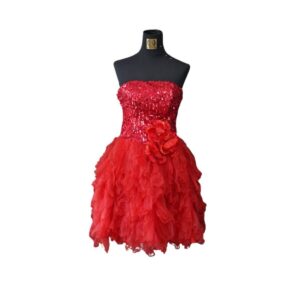 dress rumbai rumbai pendek payet dada pilihan merah pesta presweet remaja