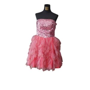 dress rumbai rumbai pendek payet dada pilihan pink pesta presweet remaja