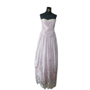 dress soft pink bunga detail rok atasan pesta remaja