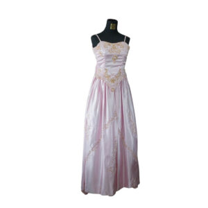 dress soft pink pita bordir payet dada pinggang pesta remaja