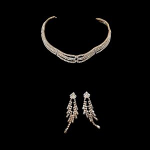 golden layered crystal necklace set house of hendrik