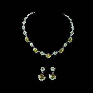 green yellow crystal flower necklace set house of hendrik