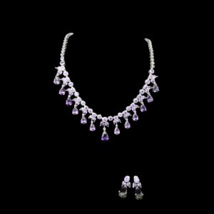 lavender teardrop crystal necklace set house of hendrik