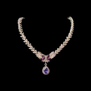 pink purple leaf drop necklace set house of hendrik