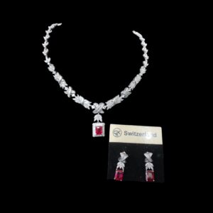 red emerald cut pendant necklace set house of hendrik