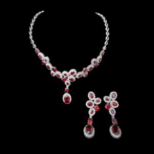 ruby crystal drop necklace set house of hendrik
