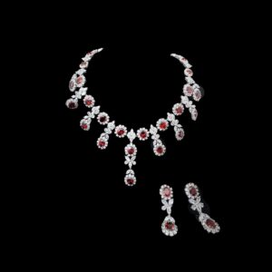 ruby floral drop necklace set house of hendrik