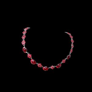 ruby red crystal flower necklace set house of hendrik