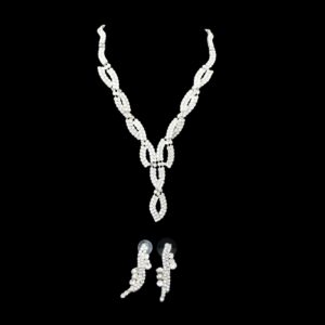 silver crystal y necklace set house of hendrik
