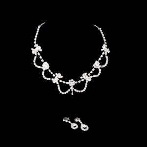 silver floral drape necklace set house of hendrik