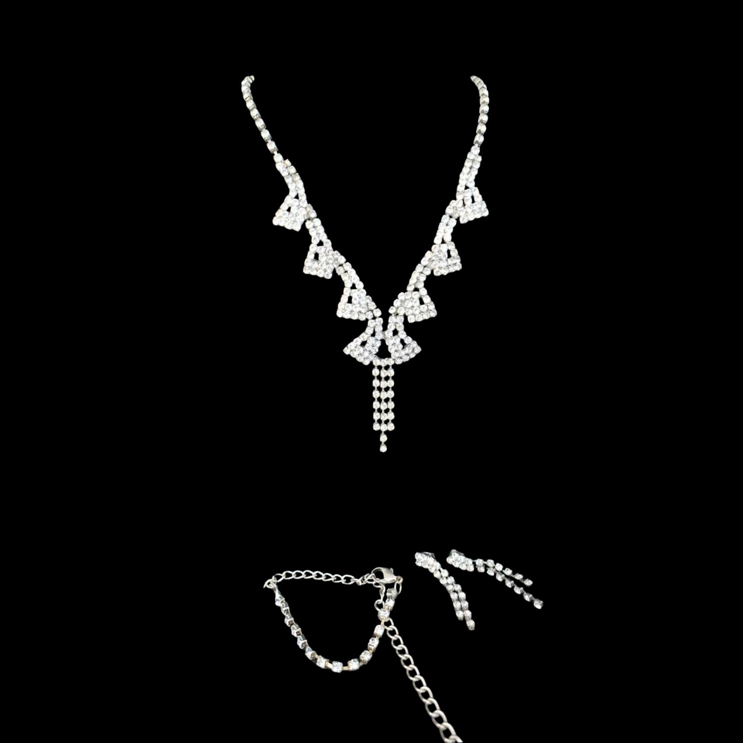 silver geometric tassel jewelry set house of hendrik