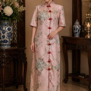 cheongsam mama pink motif bunga acara sangjit