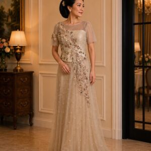 dress mama gold payet broklat pendek tile gliter couple pesta