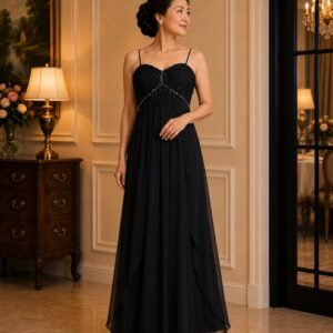 dress mama hitam simpel payet dada pesta