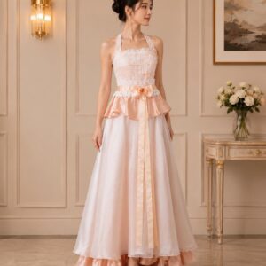 dress orange simpel payet graperi dada atasan bawah terpisah pesta remaja