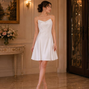 dress remaja inner putih polos pesta