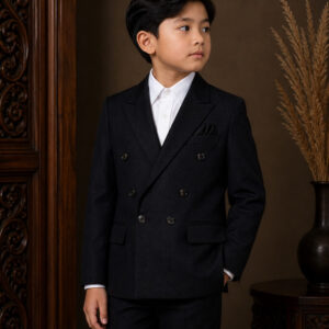 jas anak hitam double breasted enam kancing ld 70cm pesta formal