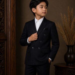 jas anak hitam double breasted enam kancing ld 72cm pesta formal