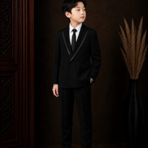 jas anak pria hitam tanpa kancing set celana slim fit ld 80cm pesta formal