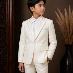 jas anak pria putih gading satu kancing slim fit ld 84cm pesta formal