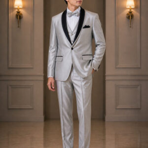 jas pria champagne satu kancing list hitam set celana slim fit ld 120cm pesta formal