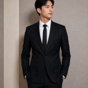jas pria hitam dua kancing slim fit ld 104cm pesta formal pernikahan