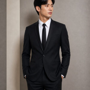 jas pria hitam satu kancing slim fit ld 96cm pesta formal pernikahan