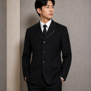 jas pria hitam tiga kancing slim fit ld 100cm pesta formal pernikahan