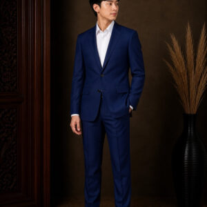 jas pria navy biru tua dua kancing panjang ld 114cm pesta formal