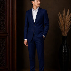 jas pria navy biru tua dua kancing set celana ld 100cm pesta formal