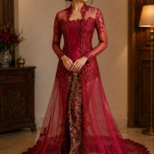 kebaya merah panjang